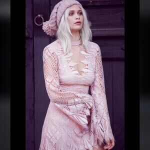 Free People Deco Lace Long Sleeve Dress